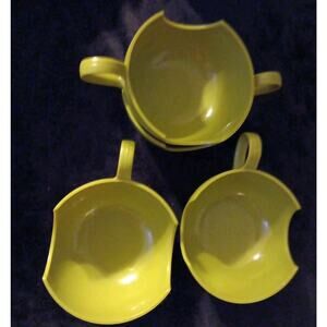 Vintage Set of 4 Pyrex Roly Poly Avocado Pea 1970s Green Cup Holders